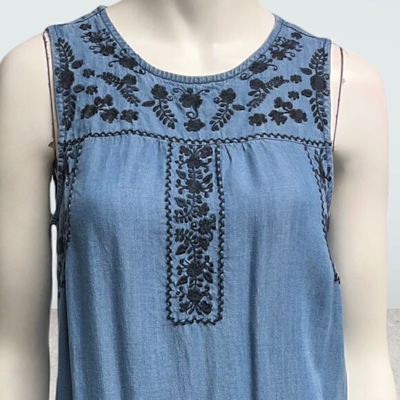 Love Stitch Rayon Embroidered Sleeveless Mini Dress - Picture 5 of 7